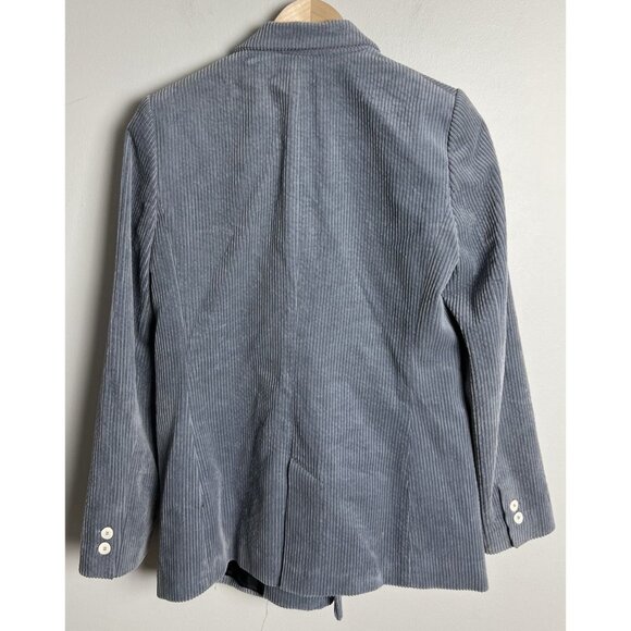 Zara Blue Corduroy Blazer & Flare Pants Outfit Set Size Small Dressy Women’s - Picture 3 of 16